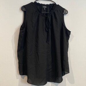 Ana Black Loose Fitting Sheer Blouse - Size Petite Large